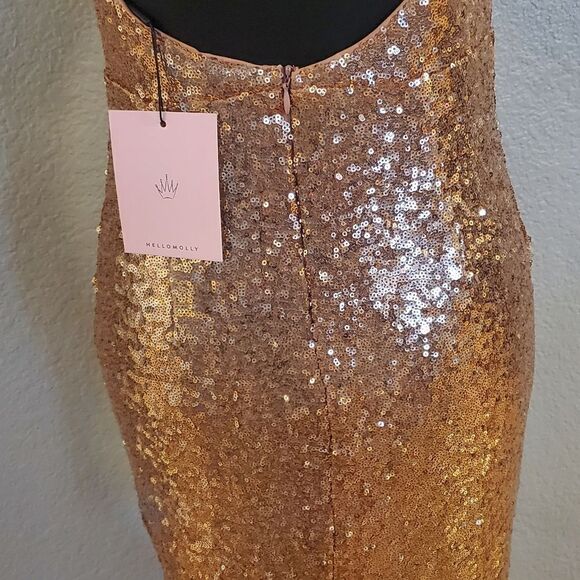 Hello Molly Glitter Gypsy Mini Dress Bronze Sequin Party Dress – Women’s - Picture 12 of 16